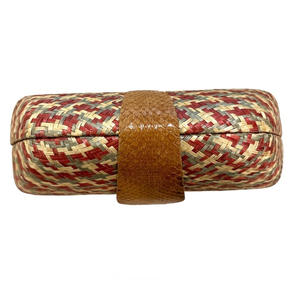 Jenny Polanco raffia and snake leather clutch - Picture 2 of 10